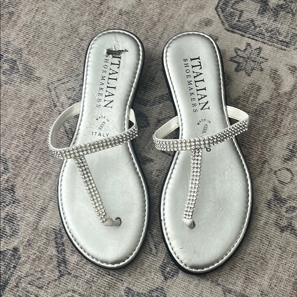 Italian Shoemakers Silver Rhinestone Sandals